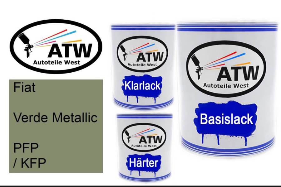 Fiat, Verde Metallic, PFP / KFP: 1L Lackdose + 1L Klarlack + 500ml Härter - Set, von ATW Autoteile West.